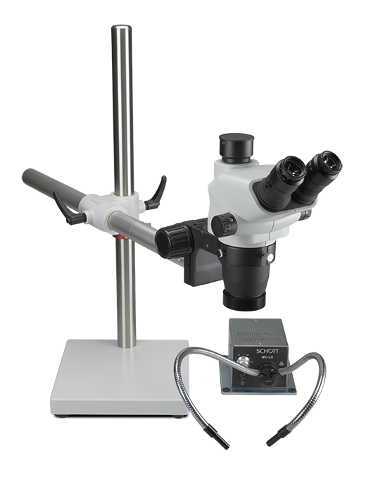 The VX3 Stereo Microscope, on *Boom Stand with Pax-Cam and Schott-MC-LS-Light, sold separately.