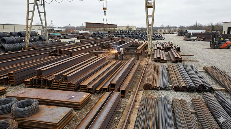 Structural steel and metals photo for building and construction materials