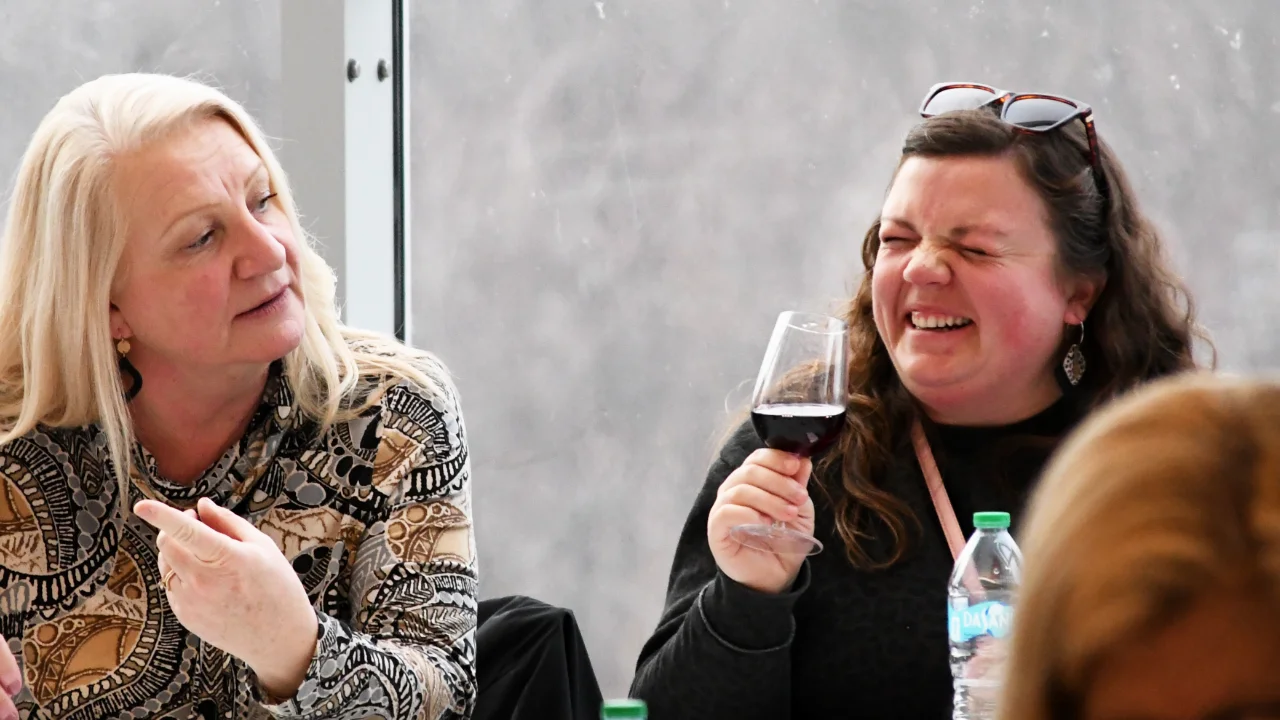 Chemistry of Wine participants enjoying conversation
